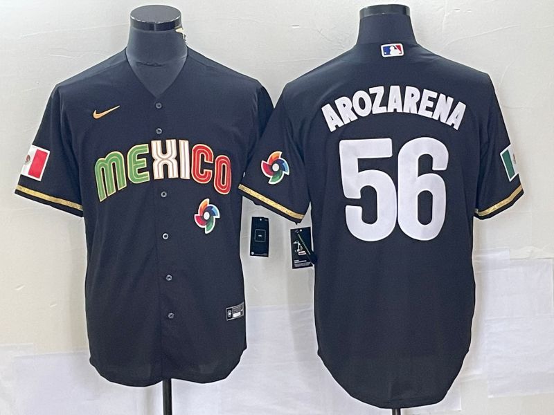 Men 2023 World Cub Mexico 56 Arozarena Black Nike MLB Jersey13